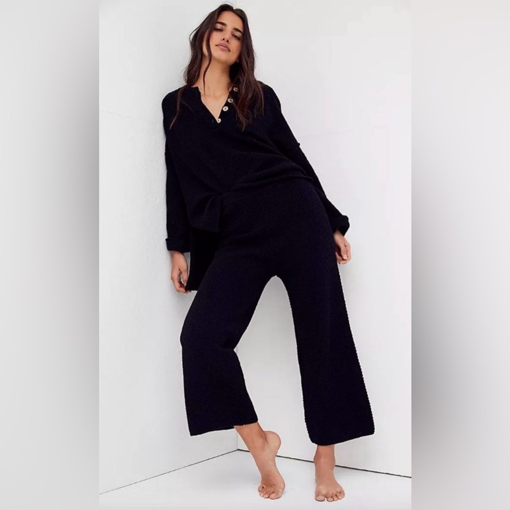 Free People Beach Hailee Sweater Set Black XS Boho Coastal Yachtcore Cozycore - Picture 4 of 10